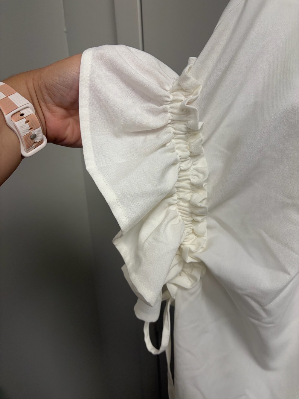 Easel White Ruffle Sleeve Drawstring Top - Picture 8 of 9